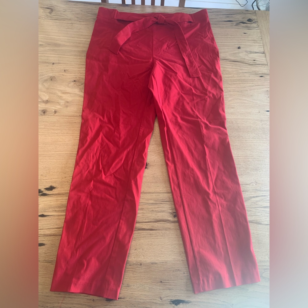 Meg and Margot Belted High Waist Pants Straight Leg Red Women’s XL Preloved